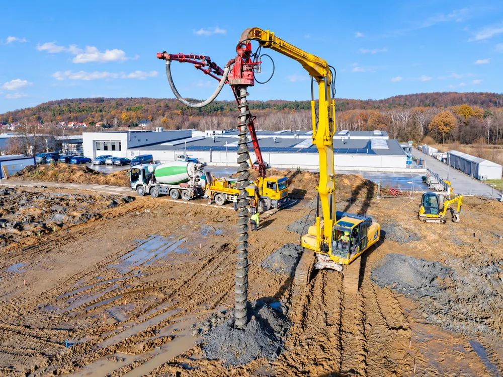 Wynajem wiertnicy CFA na koparce – Komatsu PC350 + WPK-60C