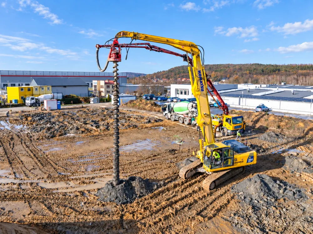 Wynajem kompletnego zestawu do pali CFA - Wiertnica CFA + pompa + JCB